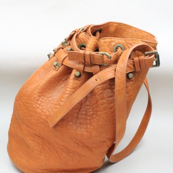 Alexander Wang Authentic Diego Orange Textured Bucket Bag - Picture 4 of 14